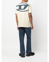 hellbeige bedrucktes T-Shirt mit einem Rundhalsausschnitt von Diesel