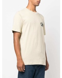 hellbeige bedrucktes T-Shirt mit einem Rundhalsausschnitt von Diesel