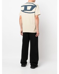 hellbeige bedrucktes T-Shirt mit einem Rundhalsausschnitt von Diesel