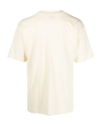 hellbeige bedrucktes T-Shirt mit einem Rundhalsausschnitt von MARKET