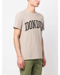 hellbeige bedrucktes T-Shirt mit einem Rundhalsausschnitt von Dondup