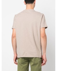 hellbeige bedrucktes T-Shirt mit einem Rundhalsausschnitt von Dondup