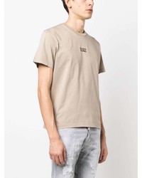 hellbeige bedrucktes T-Shirt mit einem Rundhalsausschnitt von DSQUARED2