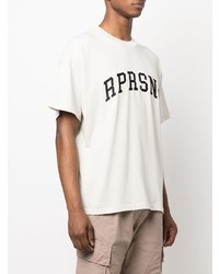 hellbeige bedrucktes T-Shirt mit einem Rundhalsausschnitt von Represent