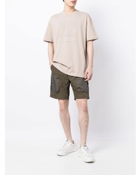 hellbeige bedrucktes T-Shirt mit einem Rundhalsausschnitt von Armani Exchange