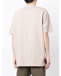 hellbeige bedrucktes T-Shirt mit einem Rundhalsausschnitt von Armani Exchange