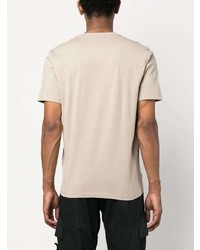 hellbeige bedrucktes T-Shirt mit einem Rundhalsausschnitt von C.P. Company