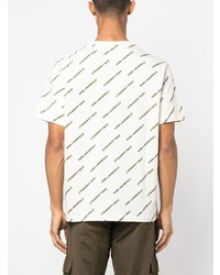 hellbeige bedrucktes T-Shirt mit einem Rundhalsausschnitt von Karl Lagerfeld