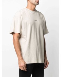 hellbeige bedrucktes T-Shirt mit einem Rundhalsausschnitt von Represent