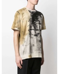 hellbeige bedrucktes T-Shirt mit einem Rundhalsausschnitt von 1017 Alyx 9Sm