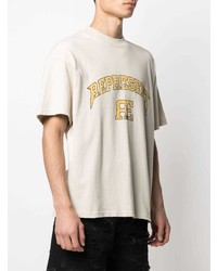 hellbeige bedrucktes T-Shirt mit einem Rundhalsausschnitt von Represent