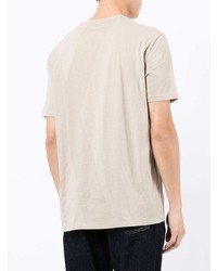 hellbeige bedrucktes T-Shirt mit einem Rundhalsausschnitt von Armani Exchange