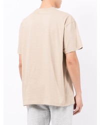 hellbeige bedrucktes T-Shirt mit einem Rundhalsausschnitt von Soulland