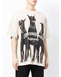 hellbeige bedrucktes T-Shirt mit einem Rundhalsausschnitt von Represent