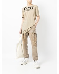 hellbeige bedrucktes T-Shirt mit einem Rundhalsausschnitt von 11 By Boris Bidjan Saberi