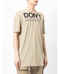 hellbeige bedrucktes T-Shirt mit einem Rundhalsausschnitt von 11 By Boris Bidjan Saberi