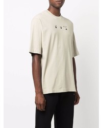 hellbeige bedrucktes T-Shirt mit einem Rundhalsausschnitt von Off-White