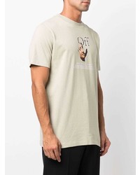 hellbeige bedrucktes T-Shirt mit einem Rundhalsausschnitt von Off-White