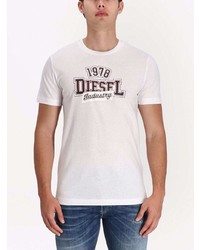 hellbeige bedrucktes T-Shirt mit einem Rundhalsausschnitt von Diesel