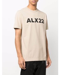 hellbeige bedrucktes T-Shirt mit einem Rundhalsausschnitt von 1017 Alyx 9Sm