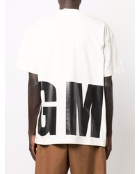 hellbeige bedrucktes T-Shirt mit einem Rundhalsausschnitt von MSGM