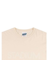 hellbeige bedrucktes T-Shirt mit einem Rundhalsausschnitt von Stadium Goods