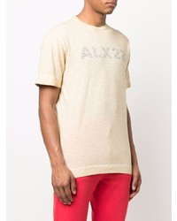 hellbeige bedrucktes T-Shirt mit einem Rundhalsausschnitt von 1017 Alyx 9Sm