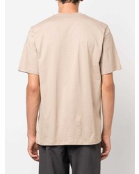 hellbeige bedrucktes T-Shirt mit einem Rundhalsausschnitt von MSGM