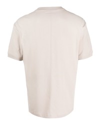 hellbeige bedrucktes T-Shirt mit einem Rundhalsausschnitt von Ea7 Emporio Armani