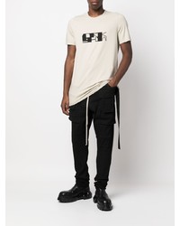 hellbeige bedrucktes T-Shirt mit einem Rundhalsausschnitt von Rick Owens DRKSHDW