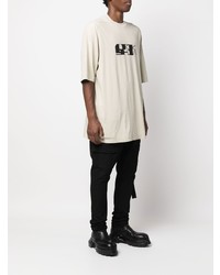 hellbeige bedrucktes T-Shirt mit einem Rundhalsausschnitt von Rick Owens DRKSHDW