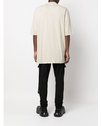 hellbeige bedrucktes T-Shirt mit einem Rundhalsausschnitt von Rick Owens DRKSHDW