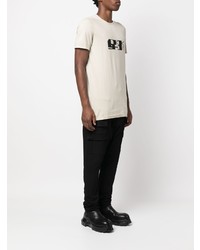 hellbeige bedrucktes T-Shirt mit einem Rundhalsausschnitt von Rick Owens DRKSHDW