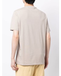 hellbeige bedrucktes T-Shirt mit einem Rundhalsausschnitt von Armani Exchange