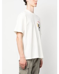 hellbeige bedrucktes T-Shirt mit einem Rundhalsausschnitt von Represent