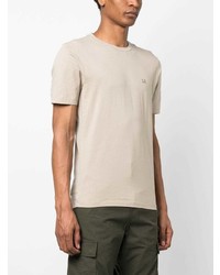 hellbeige bedrucktes T-Shirt mit einem Rundhalsausschnitt von C.P. Company