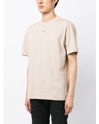 hellbeige bedrucktes T-Shirt mit einem Rundhalsausschnitt von Hugo