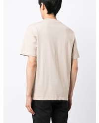 hellbeige bedrucktes T-Shirt mit einem Rundhalsausschnitt von Hugo