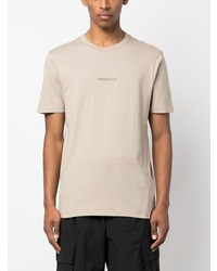 hellbeige bedrucktes T-Shirt mit einem Rundhalsausschnitt von C.P. Company