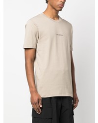 hellbeige bedrucktes T-Shirt mit einem Rundhalsausschnitt von C.P. Company