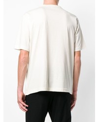 hellbeige bedrucktes T-Shirt mit einem Rundhalsausschnitt von Y-3