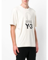 hellbeige bedrucktes T-Shirt mit einem Rundhalsausschnitt von Y-3