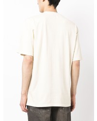 hellbeige bedrucktes T-Shirt mit einem Rundhalsausschnitt von MARKET