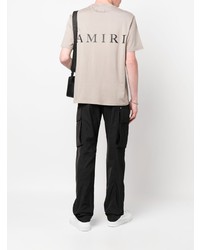 hellbeige bedrucktes T-Shirt mit einem Rundhalsausschnitt von Amiri