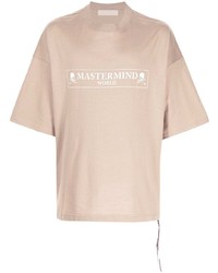 hellbeige bedrucktes T-Shirt mit einem Rundhalsausschnitt von Mastermind World