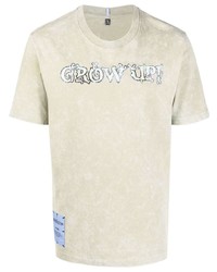 hellbeige bedrucktes T-Shirt mit einem Rundhalsausschnitt von McQ
