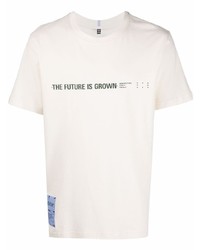 hellbeige bedrucktes T-Shirt mit einem Rundhalsausschnitt von McQ