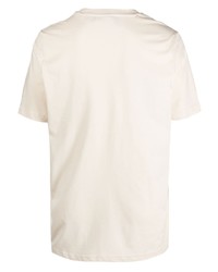 hellbeige bedrucktes T-Shirt mit einem Rundhalsausschnitt von adidas