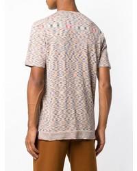 hellbeige bedrucktes T-Shirt mit einem Rundhalsausschnitt von Missoni