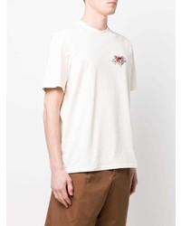 hellbeige bedrucktes T-Shirt mit einem Rundhalsausschnitt von MSGM